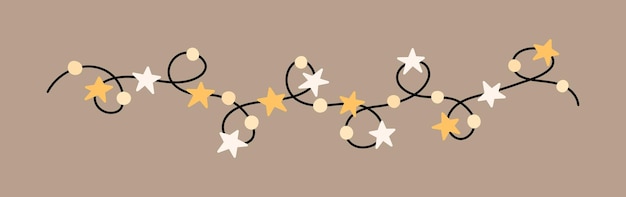 Guirnalda festiva decorativa con estrellas y bulbos Apta para diseños de temporada y vacaciones