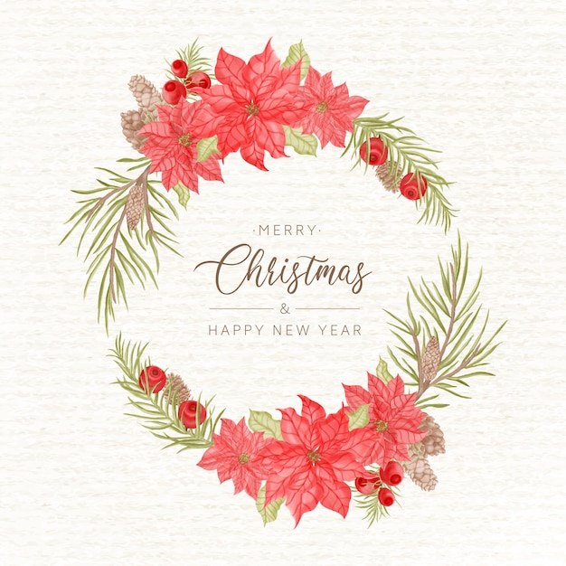 Guirnalda floral acuarela feliz navidad