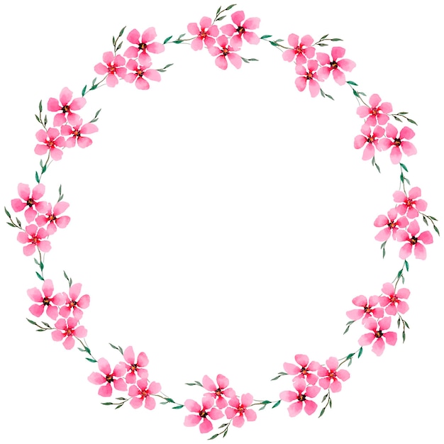 Guirnalda floral acuarela pintada sobre un fondo blanco