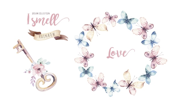 Guirnalda floral boho acuarela Marco natural bohemio Guardar la fecha diseño de boda día de san valentín