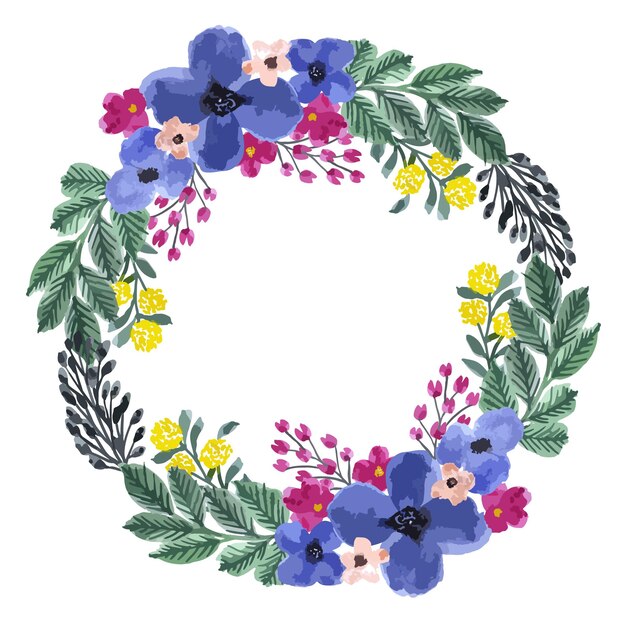 Guirnalda floral decorativa acuarela pintada a mano