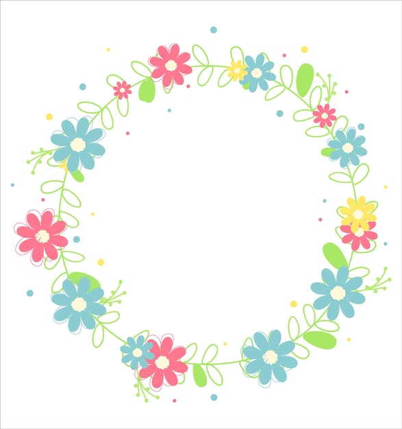 Vector guirnalda floral con hojas diseño de arte vectorial