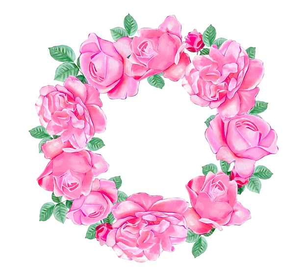 Guirnalda floral de rosas rosadas de té aislado