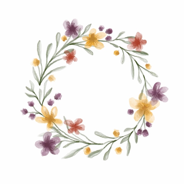 Guirnalda de flores de acuarela vectorial Elegante diseño floral para invitación de boda o tarjeta de felicitación