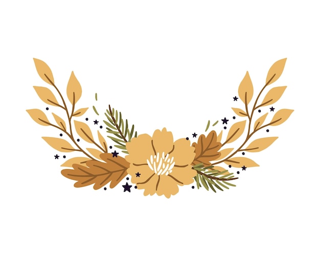 guirnalda con flores y hojas icono aislado vector ilustración diseño