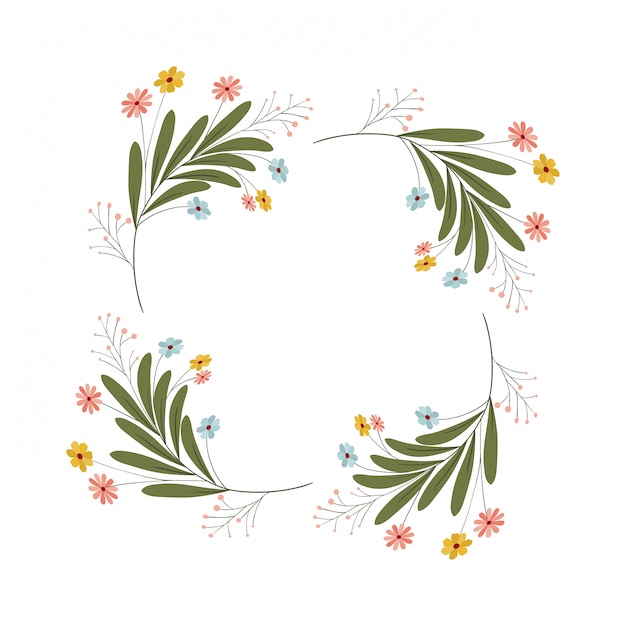 Guirnalda con flores y hojas icono aislado