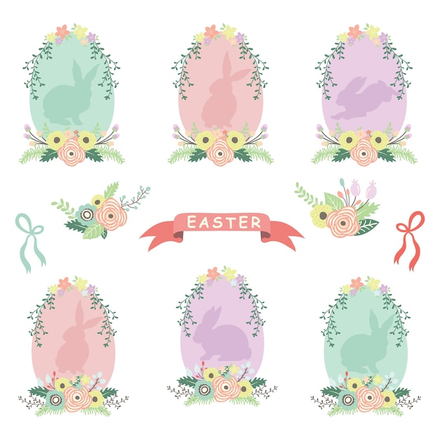 Guirnalda de flores huevos de pascua