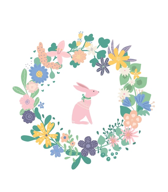 Guirnalda de flores Ilustración vectorial de flores para decoración invitación boda pascua Ilustración floral