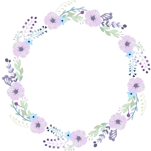 Guirnalda de flores pastel de vector Fondo de elementos florales dibujados a mano