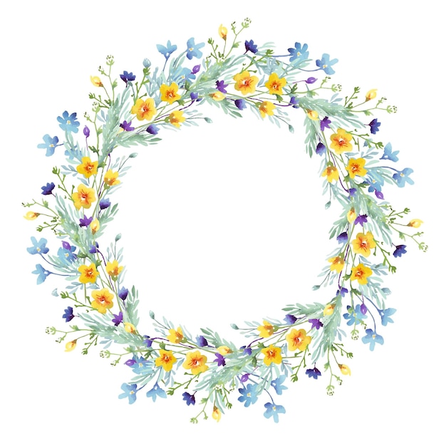 Guirnalda de flores silvestres Imágenes prediseñadas de acuarela