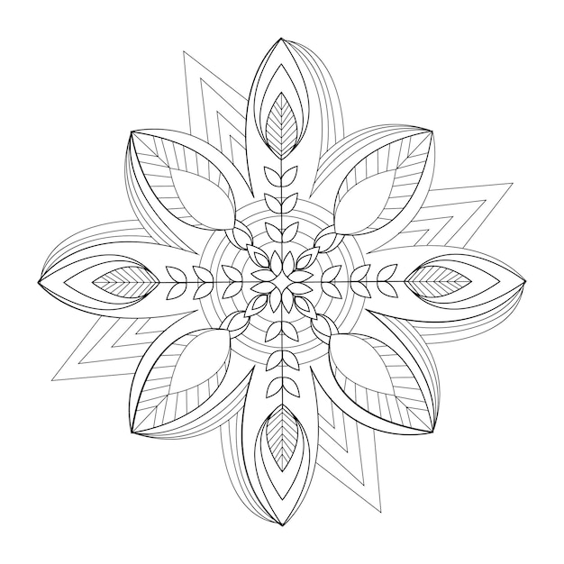 Guirnalda gráfica hojas y flores mandala página para colorear para adultos doodle zentangle doodle art antistressvector en ilustración diseño gráfico