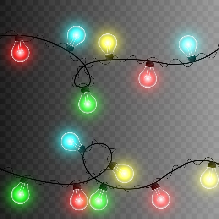 Vector guirnalda. guirnalda navideña. luz multicolor. guirnalda png. navidad. cables png.