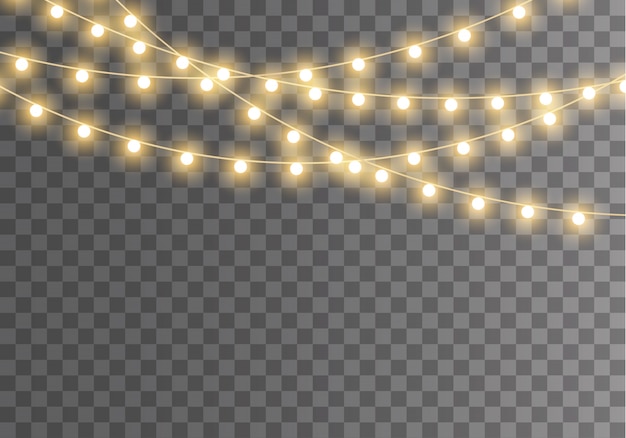 Guirnalda de luces aisladas sobre fondo transparente.