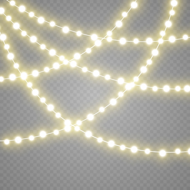 Guirnalda de luces aisladas sobre fondo transparente.