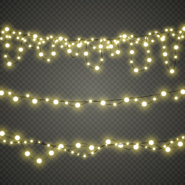 Guirnalda de luces aisladas sobre fondo transparente.
