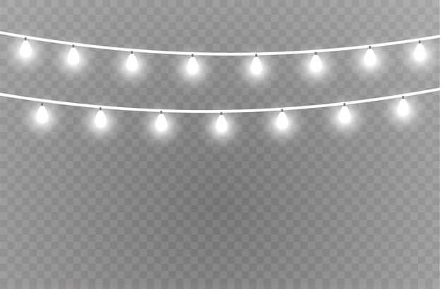 Guirnalda de luces de Navidad aislado elementos de diseño realista. Luces brillantes