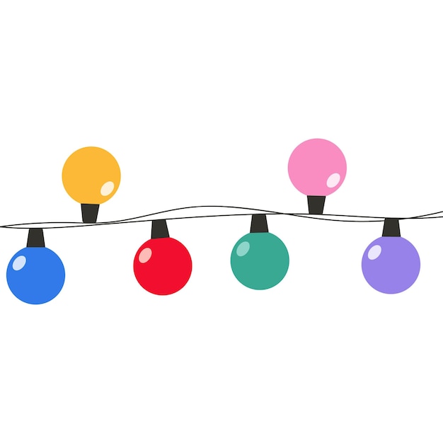 Guirnalda de luces navideñas en estilo plano Guirnalda con lámparas con estilo moderno dibujado a mano