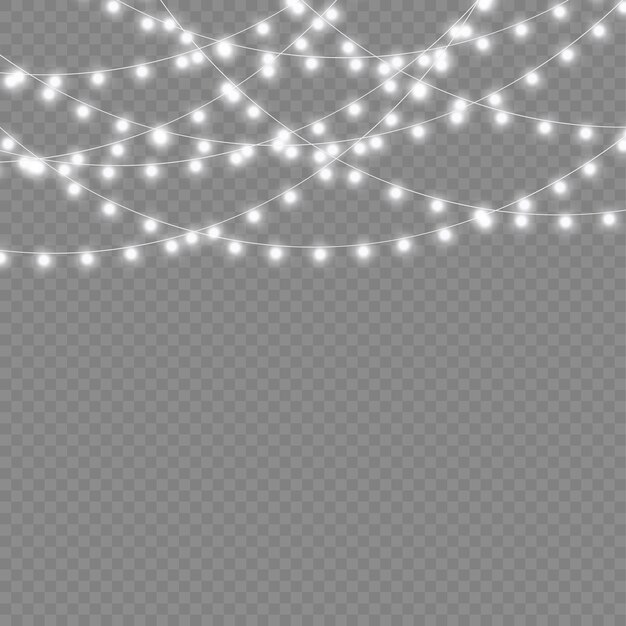 Guirnalda de luz blanca navideña. luces de neón led, adornos navideños.