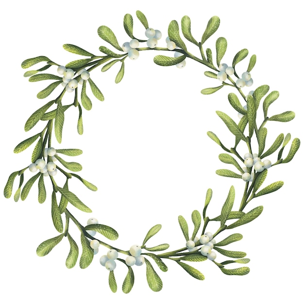 Guirnalda de muérdago navideño acuarela