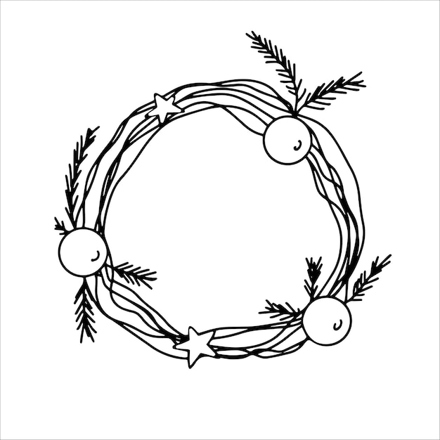 Vector guirnalda de navidad dibujada a mano doodle ilustración vectorial