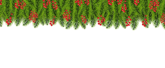 Vector guirnalda de navidad con holly berry