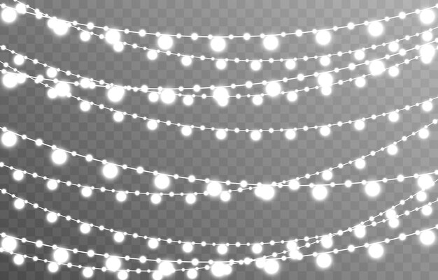Guirnalda de Navidad de vector sobre un fondo transparente aislado Luz guirnalda de luz PNG Navidad