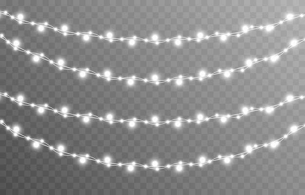 Guirnalda de Navidad de vector sobre un fondo transparente aislado Luz guirnalda de luz PNG Navidad