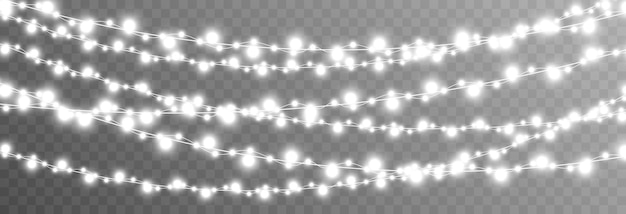 Guirnalda de Navidad de vector sobre un fondo transparente aislado Luz guirnalda de luz PNG Navidad
