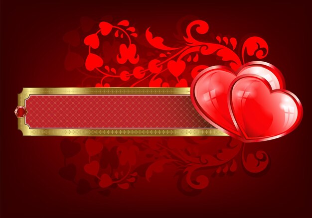 Guirnalda roja en forma de corazón de un conjunto de corazones