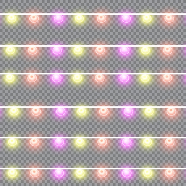 Vector guirnaldas de efectos de luces de decoración navideña.