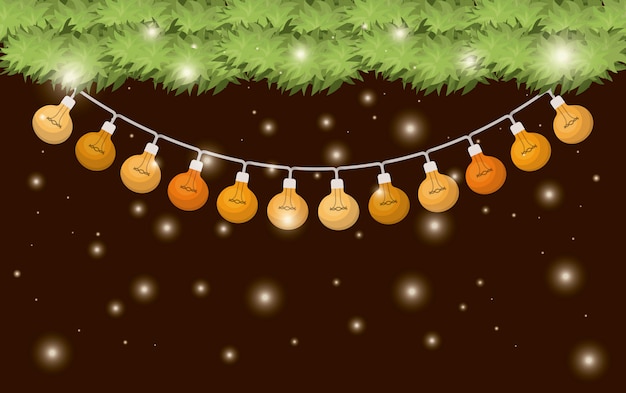 guirnaldas con luces de navidad colgando