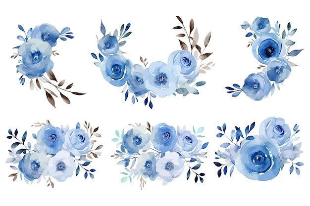 Guirnaldas marco floral acuarela flores rosas ilustración pintada a mano aislada sobre fondo blanco