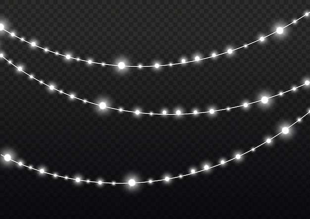 Guirnaldas de Navidad Año Nuevo Lámpara de neón LED Bombillas de luz blanca brillante en cuerdas de alambre Vector