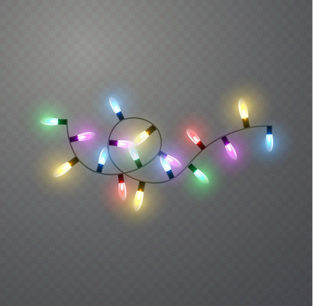 Guirnaldas de navidad año nuevo lámpara de neón led bombillas de luz de colores brillantes en cuerdas de alambre vector