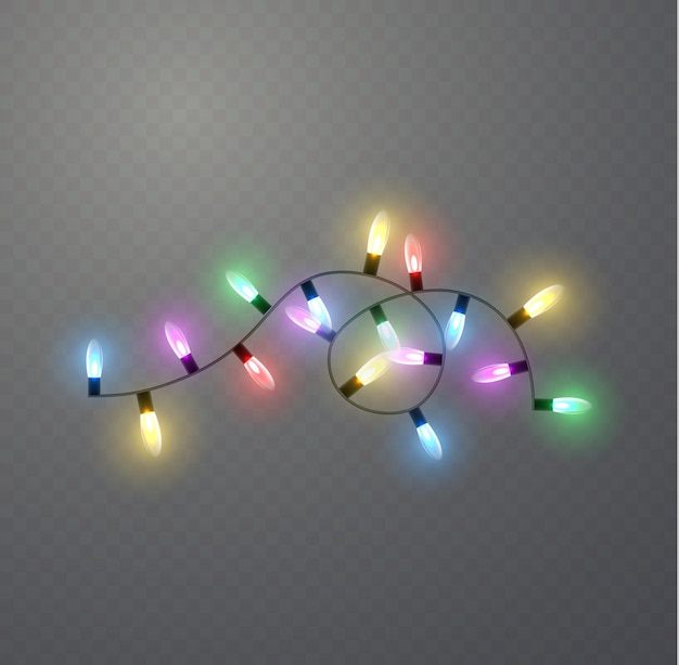 Guirnaldas de Navidad Año Nuevo Lámpara de neón LED Bombillas de luz de colores brillantes en cuerdas de alambre Vector
