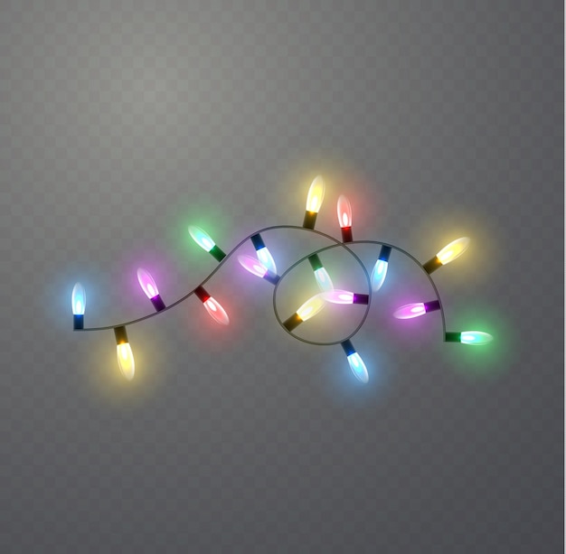 Guirnaldas de navidad año nuevo lámpara de neón led bombillas de luz de colores brillantes en cuerdas de alambre vector