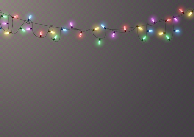 Guirnaldas de navidad año nuevo lámpara de neón led bombillas de luz de colores brillantes en cuerdas de alambre vector