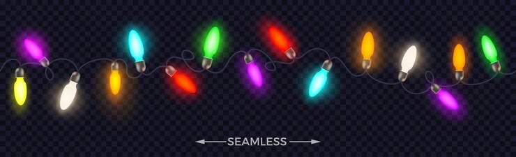 Vector guirnaldas navideñas con luz navideña multicolor