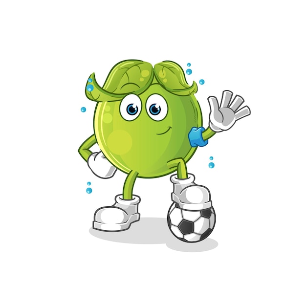 Guisante jugando fútbol ilustración. vector de personaje