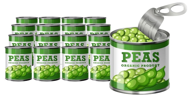 Guisantes orgánicos en lata de productos para su comercialización