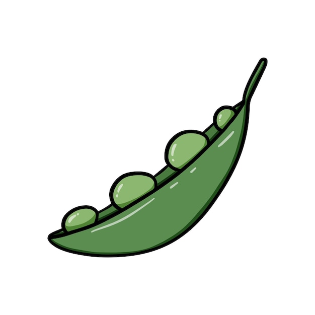 Guisantes verdes con semillas cosecha ingrediente de cocina garabato colorante lineal de dibujos animados