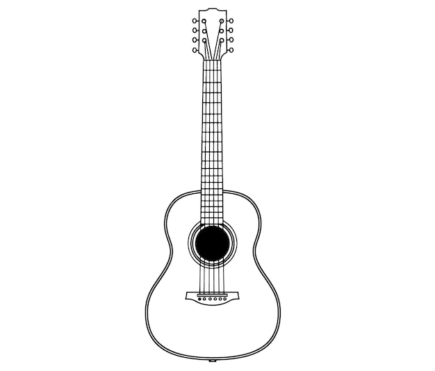 La guitarra acústica aislada en el icono de la guitarra blanca Ilustración vectorial