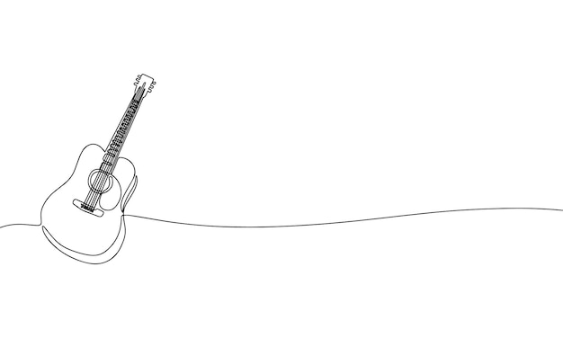 Guitarra acústica continua de una línea instrumento musical de arte lineal ilustración vectorial