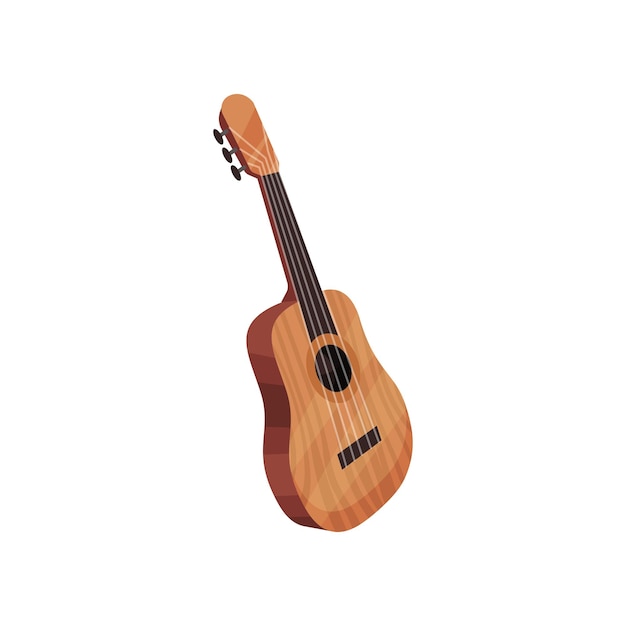 Guitarra acústica cubana tradicional sobre una ilustración de vector de fondo blanco