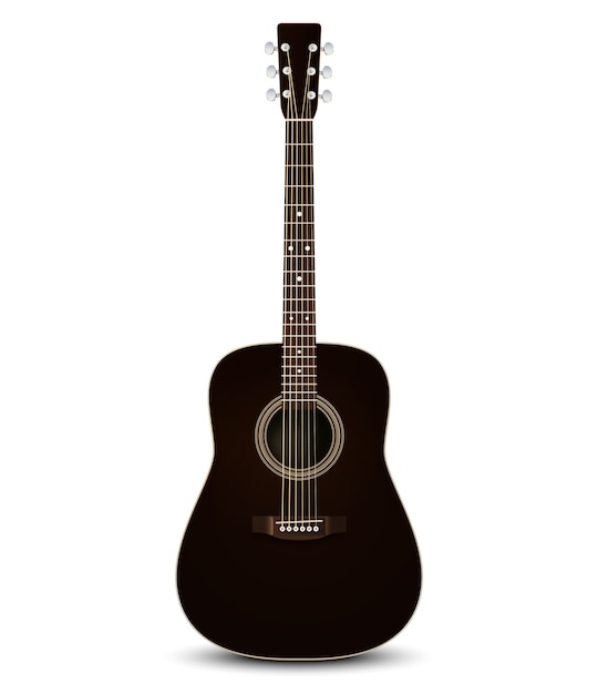 Guitarra acústica negra.