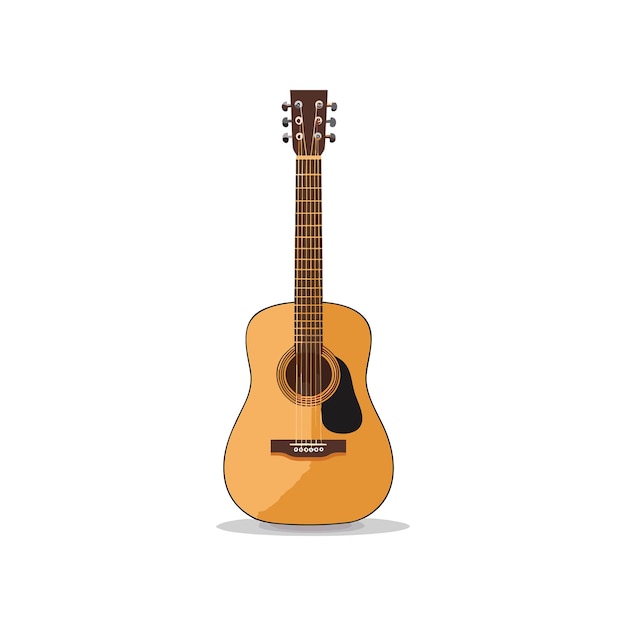 Vector guitarra acústica vectorial en estilo plano realista