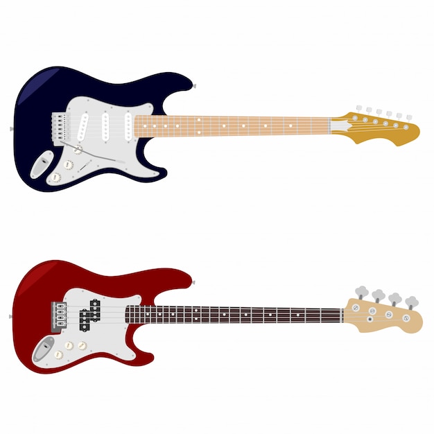 Guitarra y bajo con cuerdas aisladas