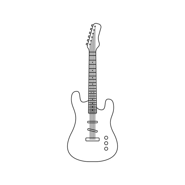 Vector guitarra eléctrica de contorno negro aislada sobre fondo blanco ilustración vectorial