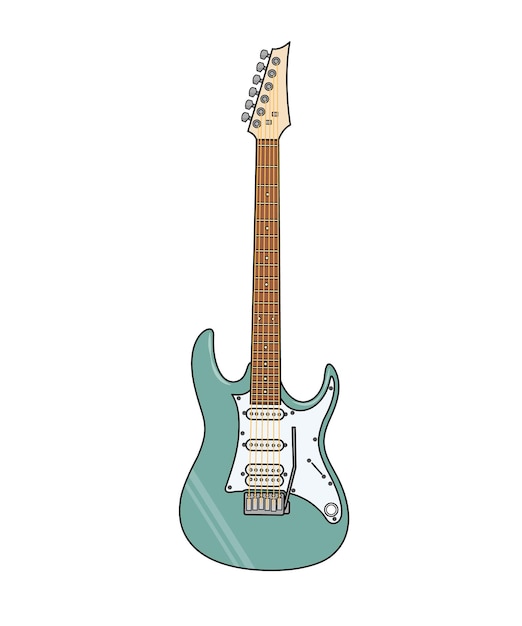 Guitarra eléctrica vectorial aislada en blanco