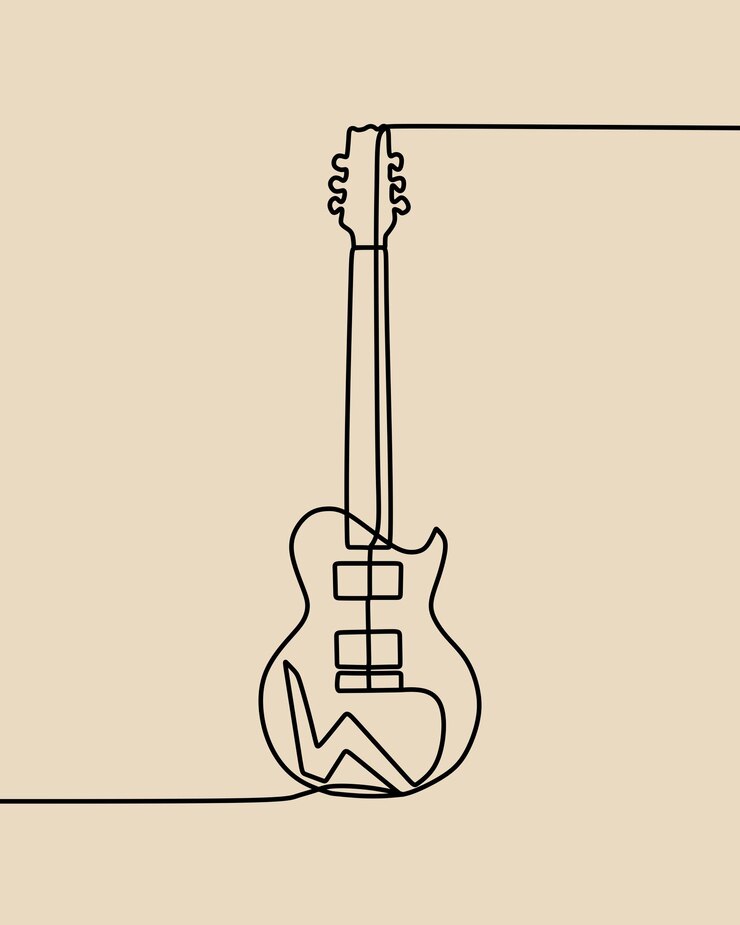 Vector guitarra en una línea de arte.